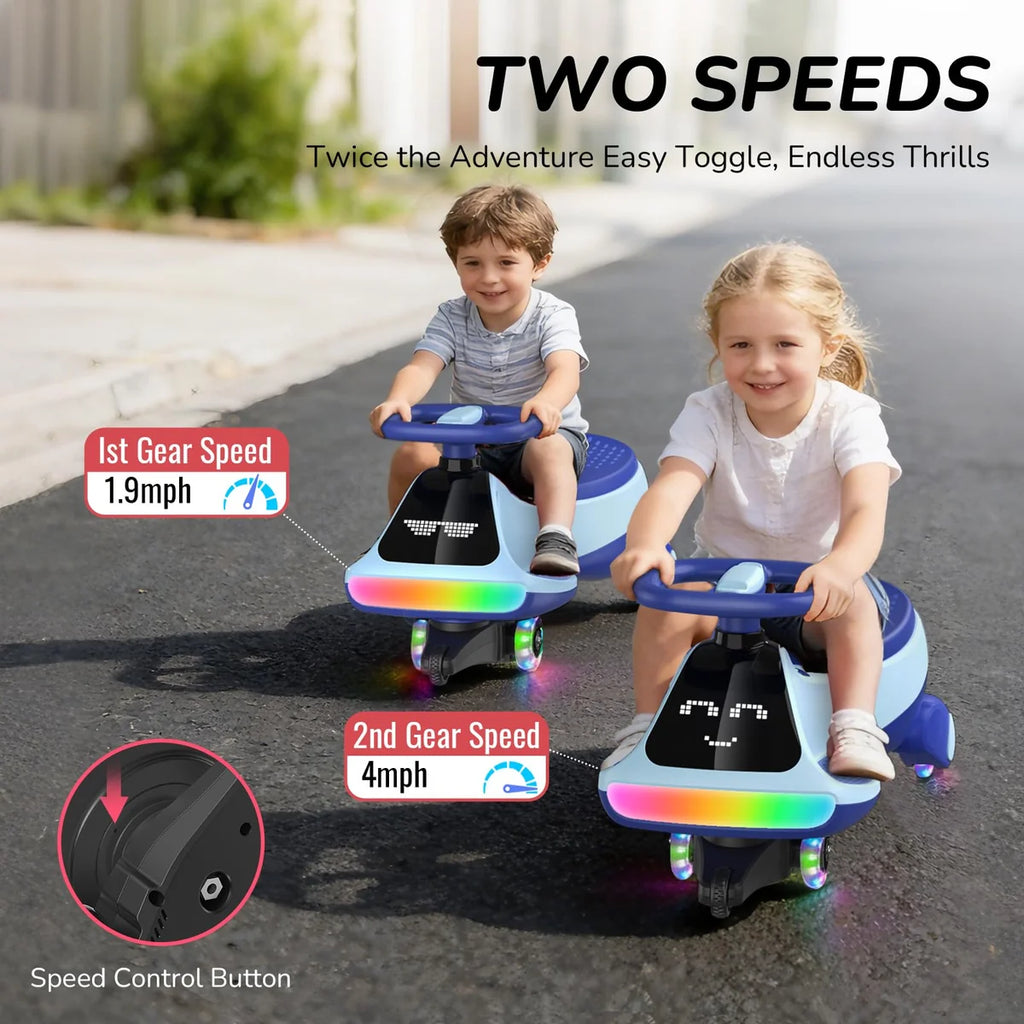🔥Limited-Time Offer🔥12V Dual Mode Electric Wiggle Car: Swing Ride-On Toy with LED Lights, Bluetooth Music & Anti-Rollover