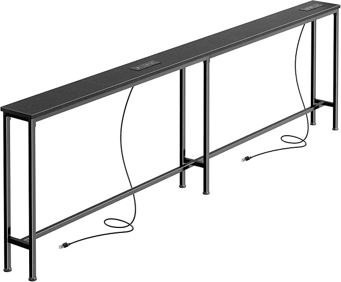 Multi-Size Narrow Charging Console Table for Behind Sofa & Hallway