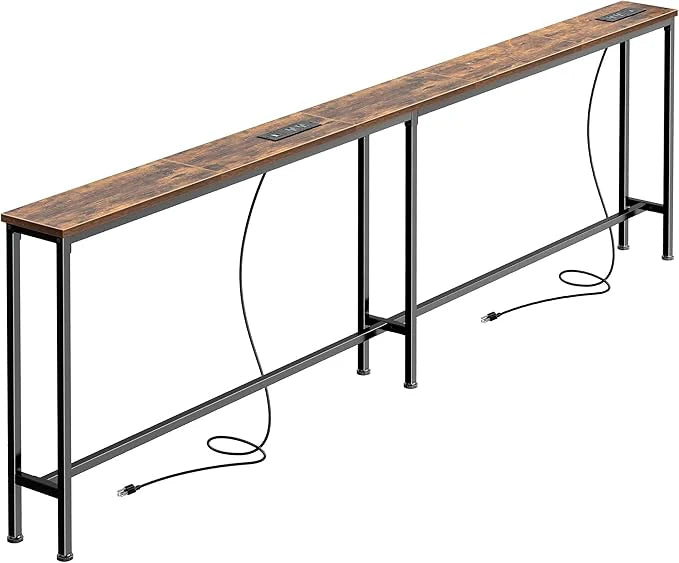 Multi-Size Narrow Charging Console Table for Behind Sofa & Hallway
