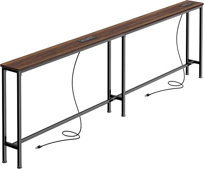 Multi-Size Narrow Charging Console Table for Behind Sofa & Hallway