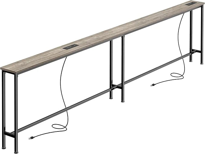Multi-Size Narrow Charging Console Table for Behind Sofa & Hallway