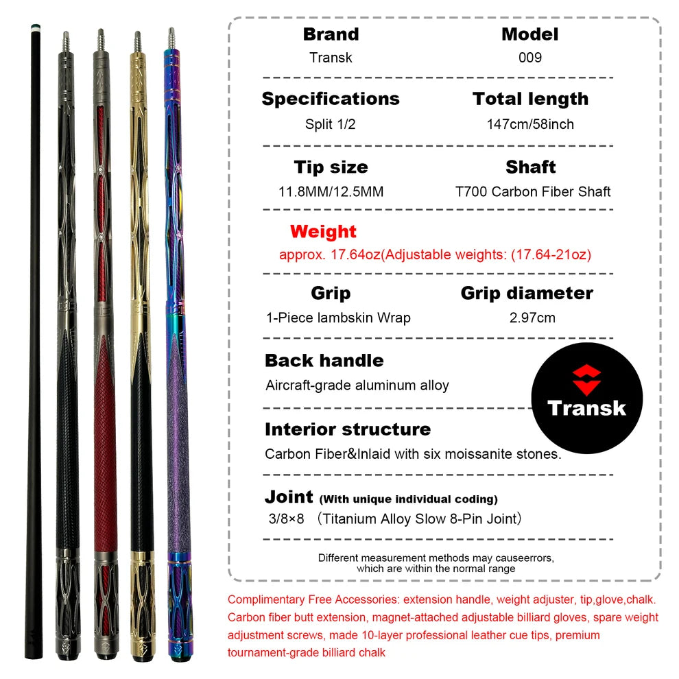 Metal Pool Cue Play cue sticks + Jump Cue with Cue Bag Full Set