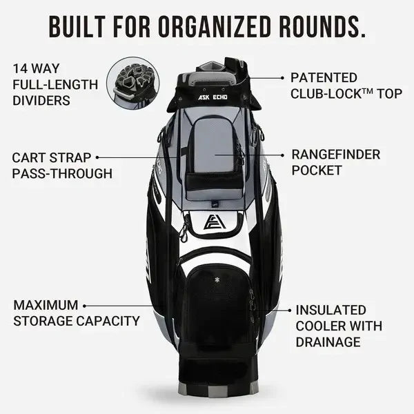 Golf T-LOCK Cart Bag 14 Way Organizer Dividers Quiet Golf Bag