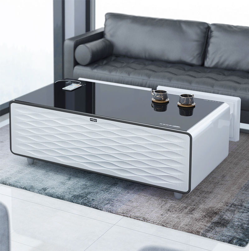 2026 New Smart Coffee Table Double Door Mini Refrigerator
