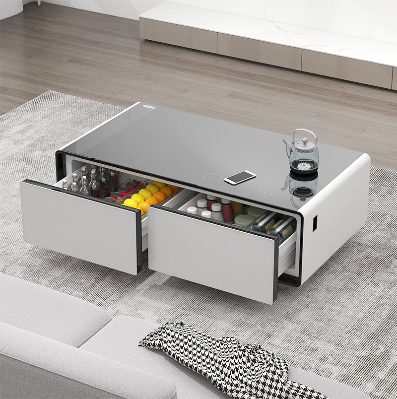 2026 New Smart Coffee Table Double Door Mini Refrigerator