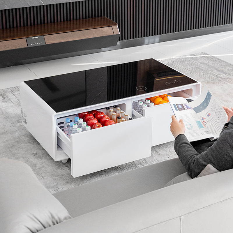 2026 New Smart Coffee Table Double Door Mini Refrigerator