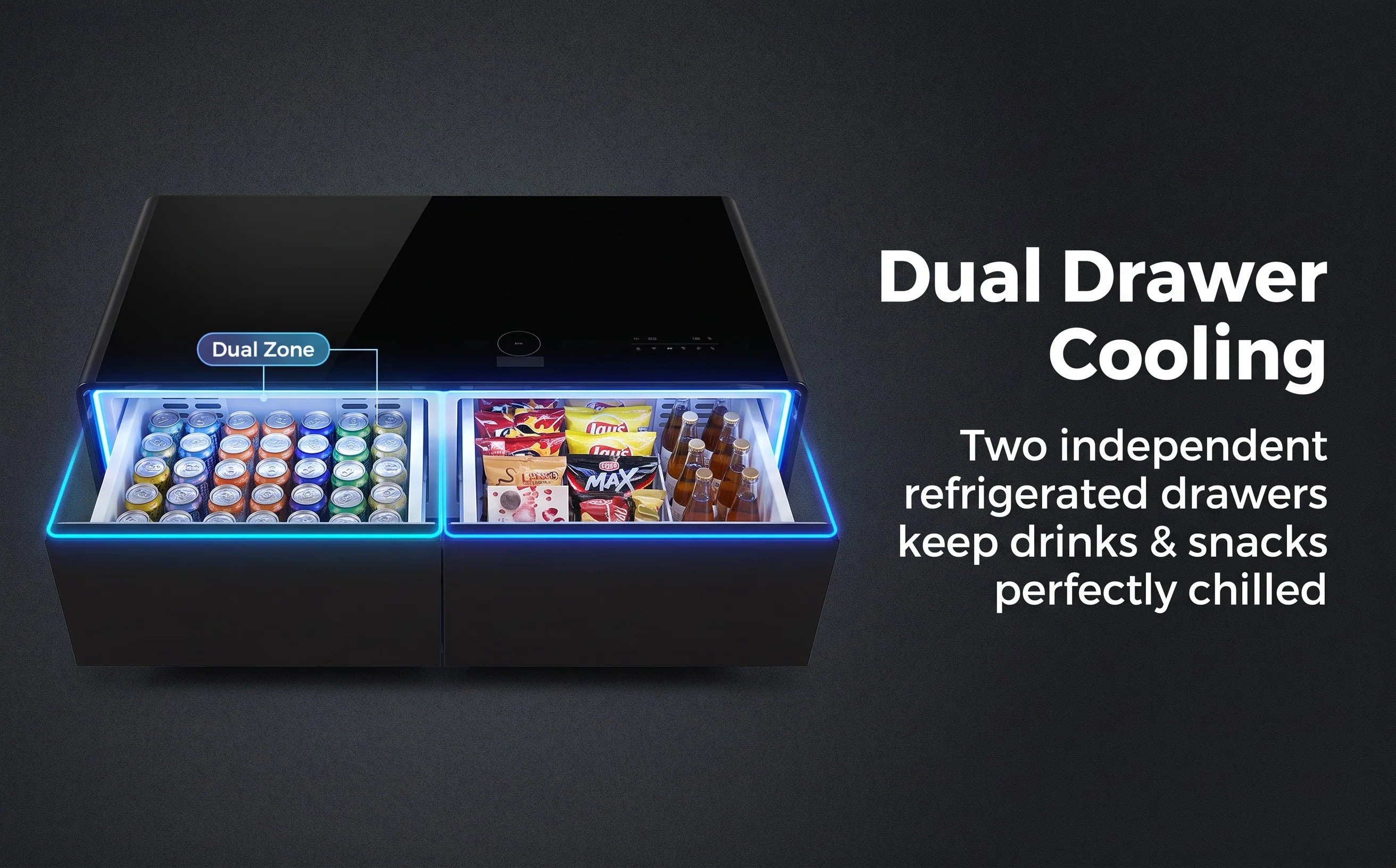 All-in-One Smart Coffee Table Built-in Mini Fridge Wireless Charger RGB LED Light