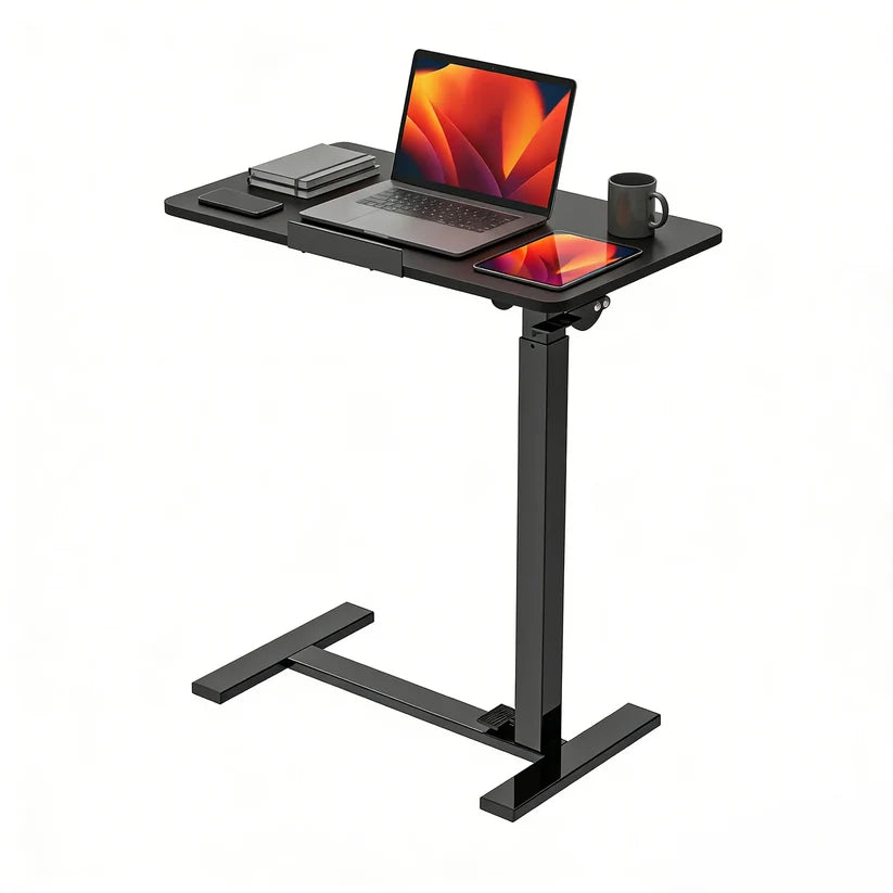 Mobile work desk - adjustable desktop height and flip-top