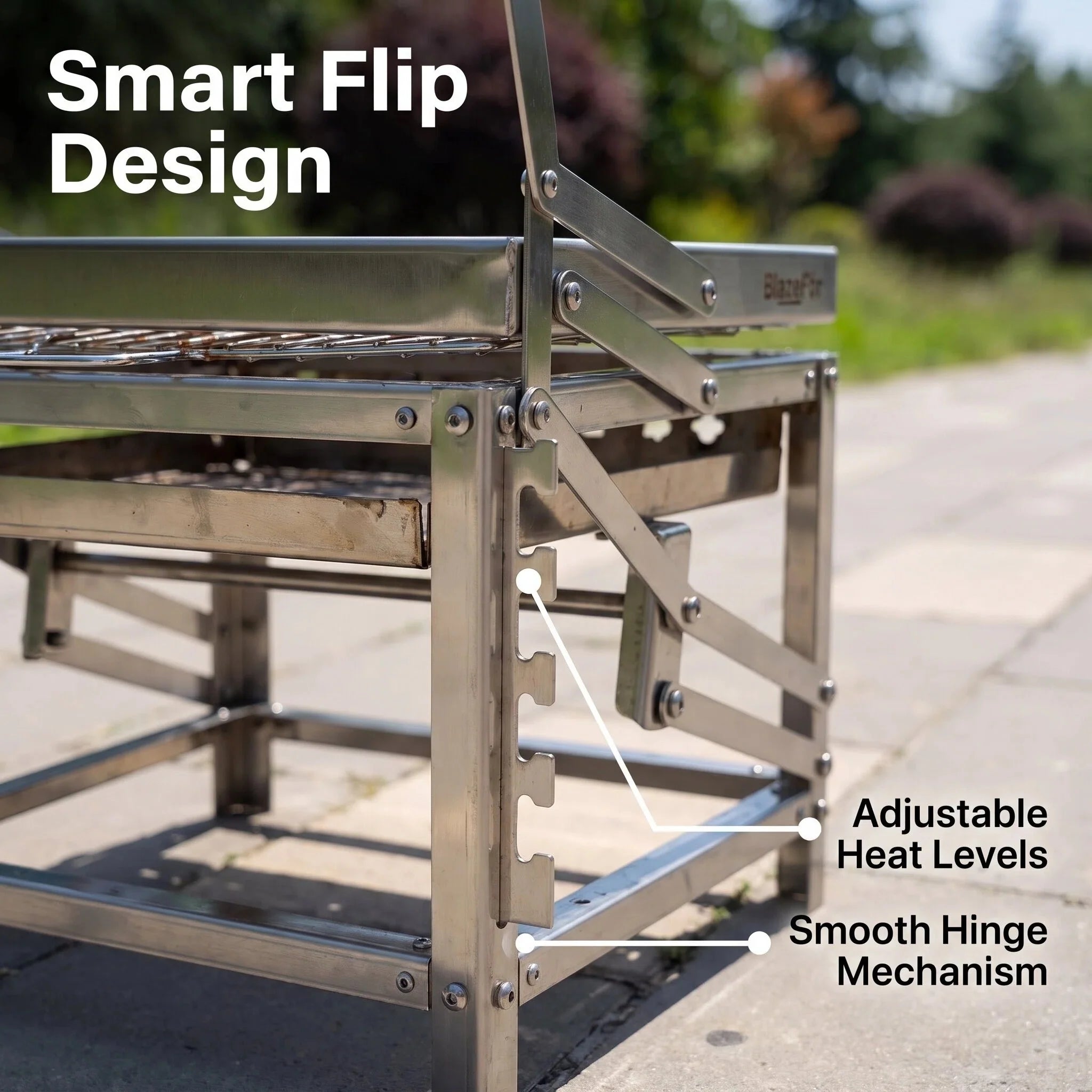 Stainless Steel Folding Portable Charcoal Grill Adjustable Height Outdoor Camping BBQ Grill