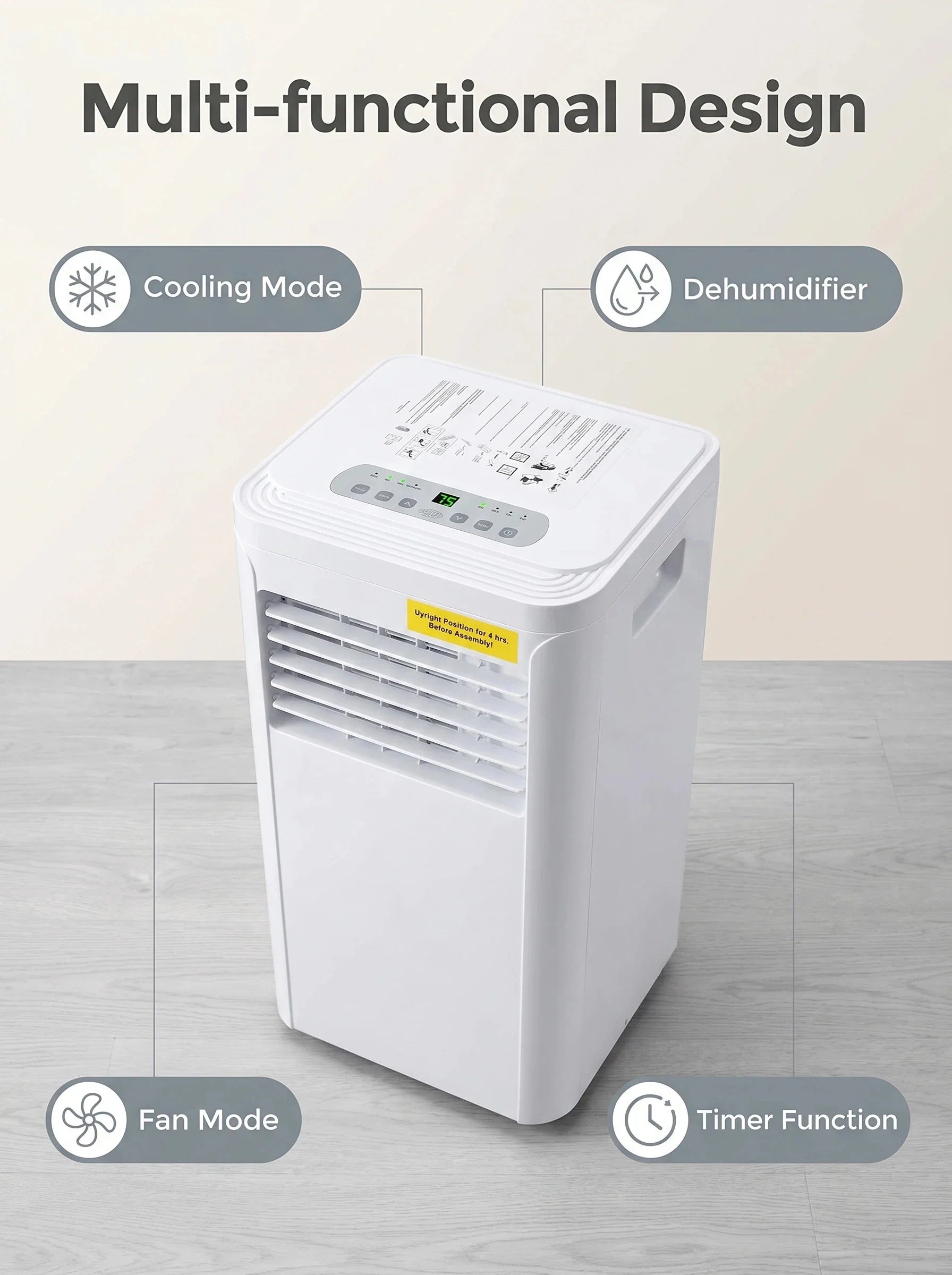 Portable Mobile Air Conditioner 3 Modes Indoor Cooling AC Unit with Vent Hose