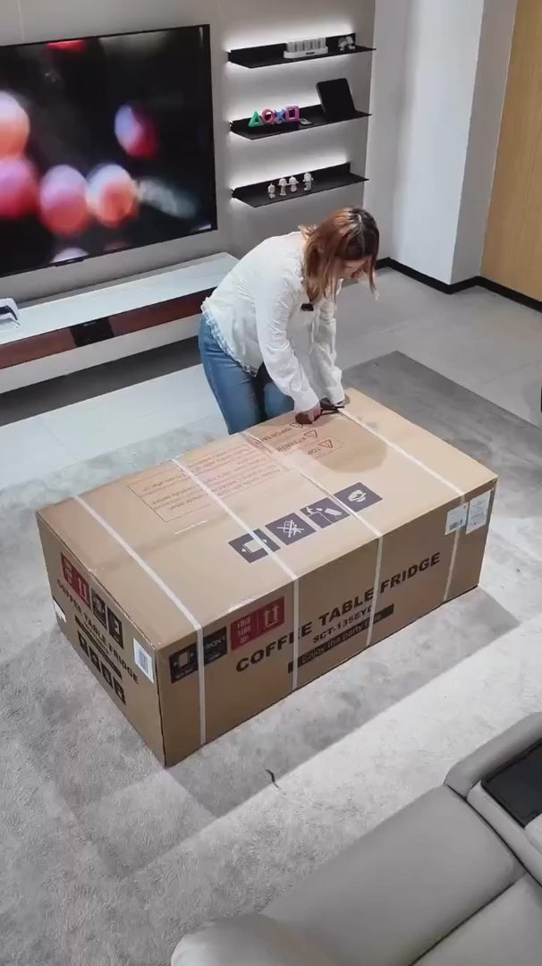 All-in-One Smart Coffee Table Built-in Mini Fridge Wireless Charger RGB LED Light